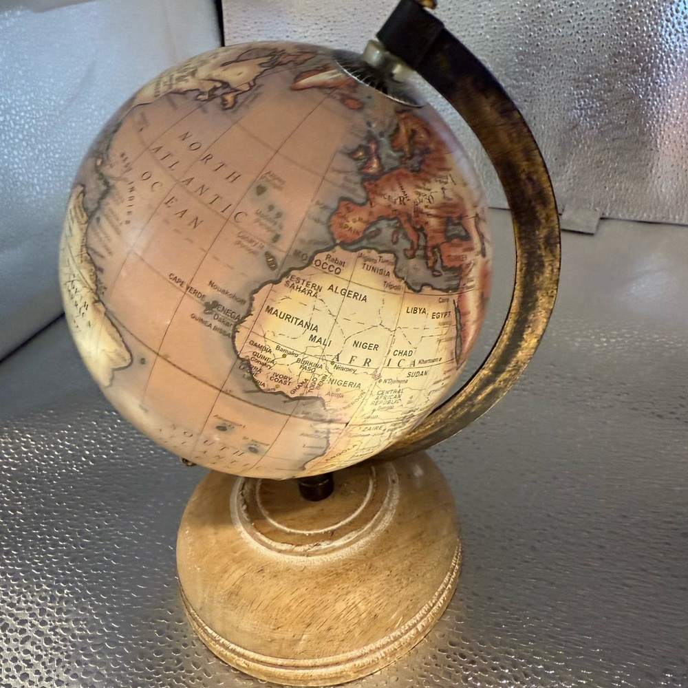 Vintage Style Globe with Wooden Base - Picture 2 of 8